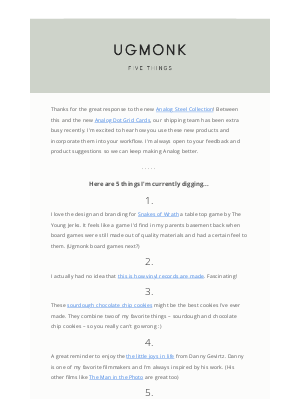 Ugmonk - 5 things I'm digging – February edition