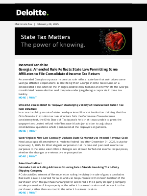 Deloitte - State Tax Matters: Issue 2025-08