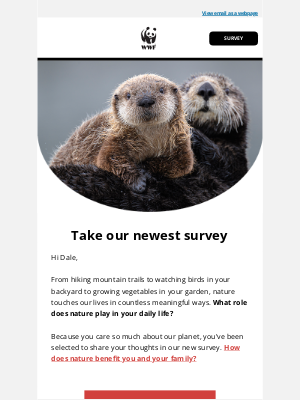 World Wildlife Fund, Inc. - You've been invited to take our newest survey