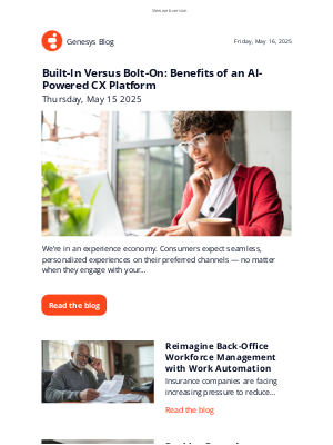 Genesys - Genesys blog updates for Friday May 16, 2025