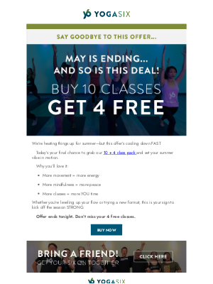 YogaSix - Move Better. Feel Stronger 💪  Last Chance to Get 4 Free Classes! 🔥