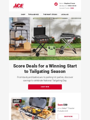 Ace Hardware - National Tailgating Day Deals🏈
