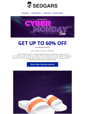 Sedgars - 🛒🛍️Get Exclusive Cyber Monday Sale Surprises 🕺💃 