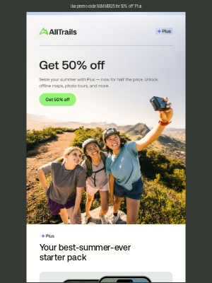 AllTrails - 50% off Plus starts now