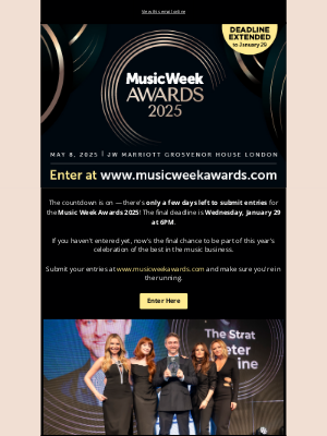 Music Week - Don't miss out! Submit your entries by January 29, 2025