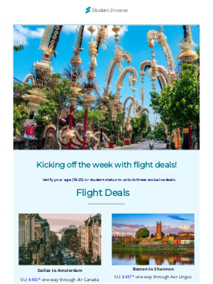 StudentUniverse - Discover Asia & Europe with up to $75 off flights! ✈️