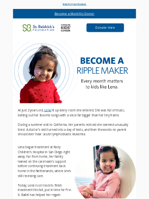 St Baldricks Foundation - Join the Ripple Makers for kids like Lena 💙