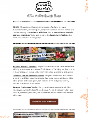 Sweet Maria’s Coffee - Tea Notes, Berry Tones & Raw Sugar Sweetness