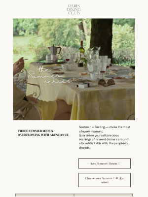 Paris Dining Club - ✨DROPPED: Summer Menus