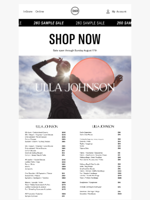 260 Sample Sale - SHOP NOW ✨ Ulla Johnson