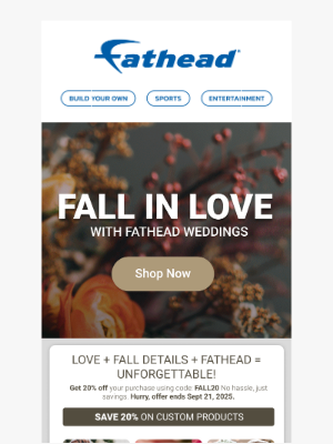 Fathead - Make Your Wedding One-of-a-Kind - 20% Off Custom Pieces