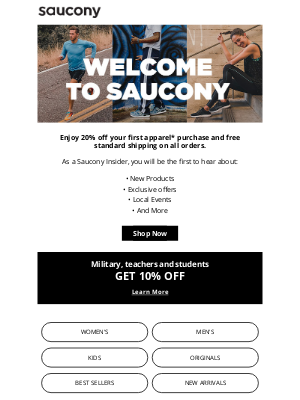 Saucony - Thanks for Signing Up with Saucony