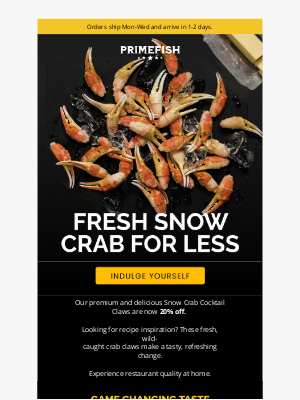 PrimeFish Seafood Co. - Get 20% Off Fresh Snow Crab Cocktail Claws