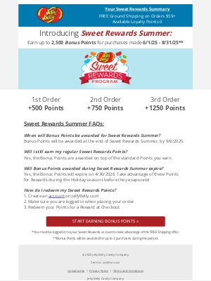 Jelly Belly Candy Company - Sweet Rewards Summer (2,500 Bonus Points are waiting for you!)