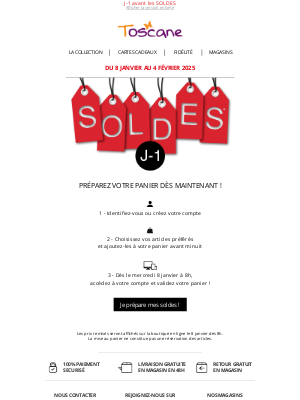 Toscane (France) - Les SOLDES c’est demain : Préparez votre panier !