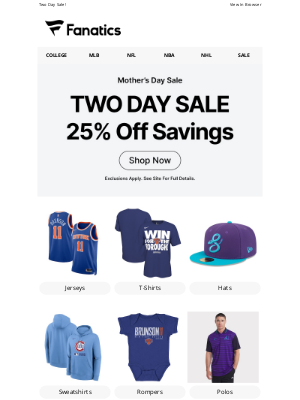 NHL - Treat Yourself! 25% OFF Mother's Day Weekend Sale Starts NOW
