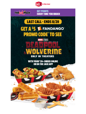 Jack in the Box - Don't miss out on $5 off Deadpool & Wolverine tix! ⚔️💥🍔