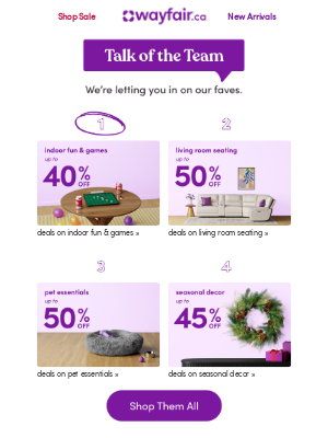 Wayfair (Canada) - INDOOR FUN & GAMES up to 40% OFF ➡️