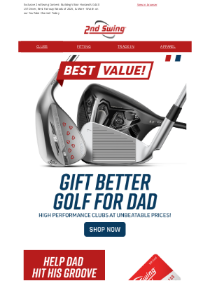 2nd Swing Golf - Best Value Father's Day Specials ⛳ FREE Shipping + Gift Cards Make the Perfect Gift