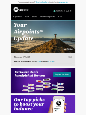 Air New Zealand - Lisa, your July Airpoints Update