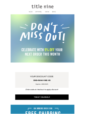 Title Nine - Your birthday bonus ends soon
