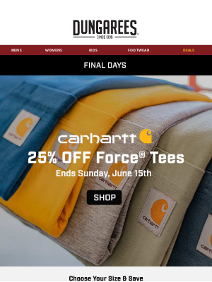 Dungarees - Final Days: 25% Off Carhartt Force® T-Shirts