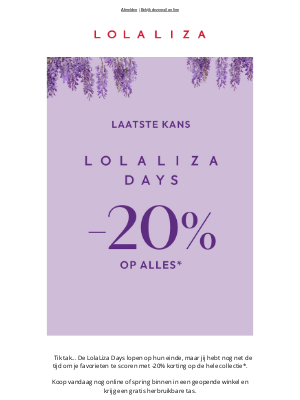 Laatste kans: shop met 20% korting tijdens de LolaLiza Days
