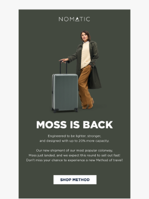 NOMATIC - METHOD LUGGAGE — MOSS IS BACK 🌿