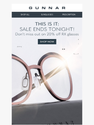 GUNNAR Optiks - 🚨 Ends Tonight: 20% Off GUNNAR Rx Glasses