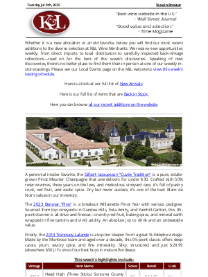 K&L Wine Merchants - The Latest from K&L: New Adds and Back In Stock