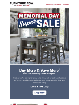 Furniture Row - Memorial Day Sale: Incredible deals inside!