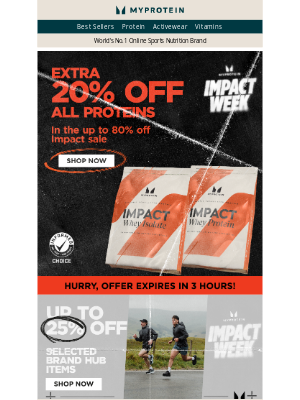 Myprotein (United Kingdom) - Ends 12pm: Extra 20% off Proteins