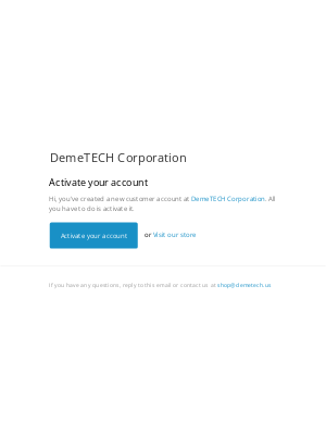 DemeTECH - Customer account activation