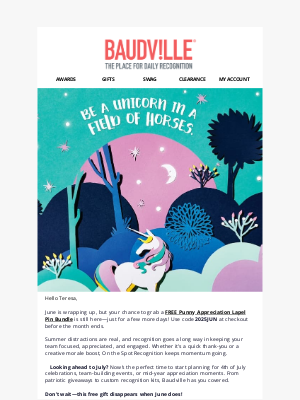 Baudville - Last Call for Your Free Gift—June’s Almost Over!