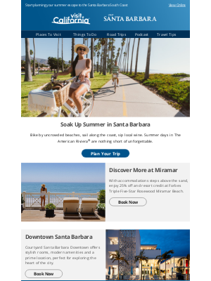 Visit California - Summer Savings at Three Santa Barbara Hotels