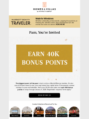 Marriott International - Pam, lock in 40K bonus points by May 22