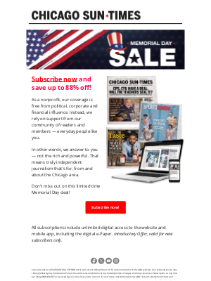Chicago Sun-Times - 🗞️ Home delivery limited time offer!