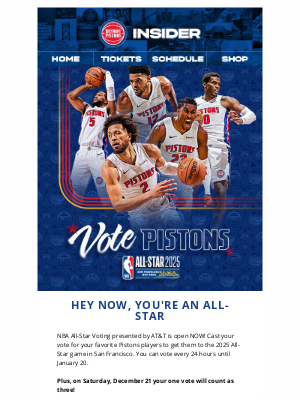 Detroit Pistons - It's time to vote ⏰ Cast your ballot for your favorite Pistons players to send them to the 2025 All-Star Game...