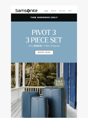 eBags - Limited Time: 3 Piece Set Only $269.99 + FREE Shipping