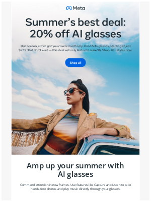 Oculus - Meta - Summer deal: Exclusive 20% off AI glasses 😎