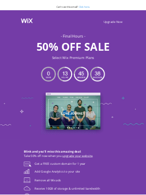 Wix - Last Chance—Save 50% with Wix