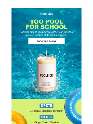 Homesick Candles - There’s nothing better than a pool day 🏊☀️