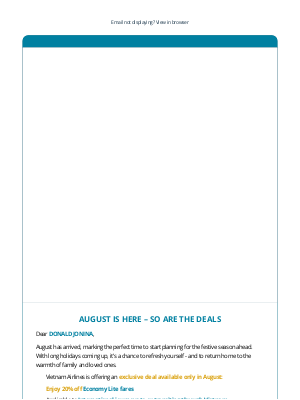 Vietnam Airlines - August Is Here – So Are The Deals