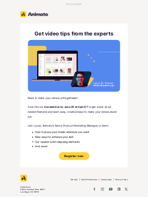 Animoto - Live webinar: Expert tips for pro-level videos