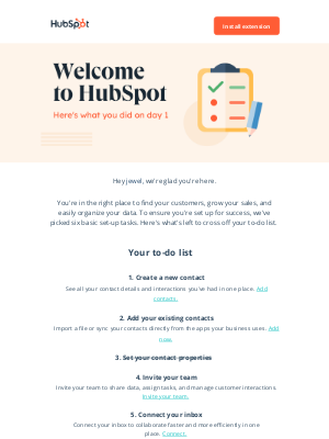 HubSpot - Welcome to HubSpot! Here's your set-up to-do list.