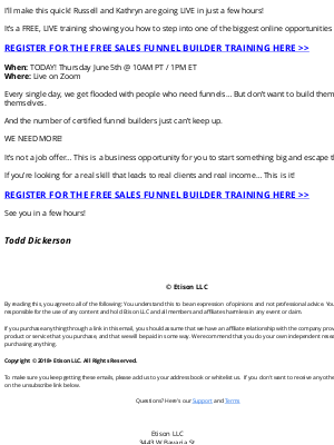 ClickFunnels - Russell goes LIVE in… (calling all funnel builders!)