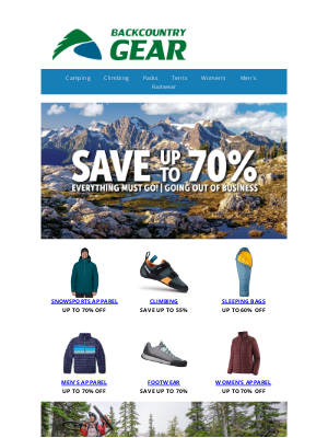 Backcountry Gear - Gear and apparel at huge savings - while it lasts!