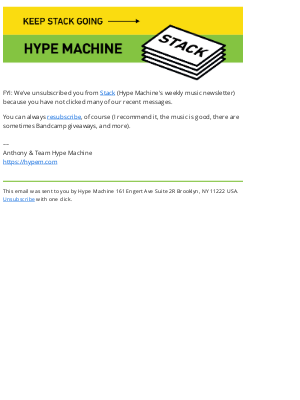 Hype Machine - ℹ️ You've been unsubscribed from Stack