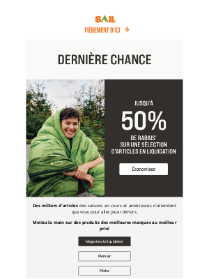 SAIL (Canada) - 💥Jusqu'à 50 % - Plein air, pêche, vêtements...