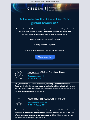 Cisco - Watch the Cisco Live Opening Keynote tomorrow